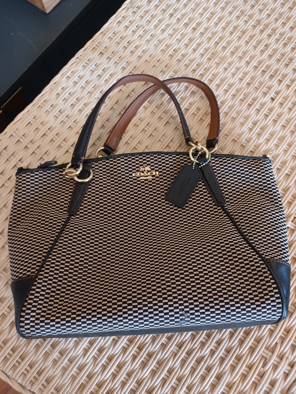Coach Black and Cream Mini Satchel I